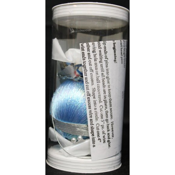 2001 Mary Maxim Collector Ornament Craft Kit Silver Light Blue Ball Pins Beads - Picture 3 of 6